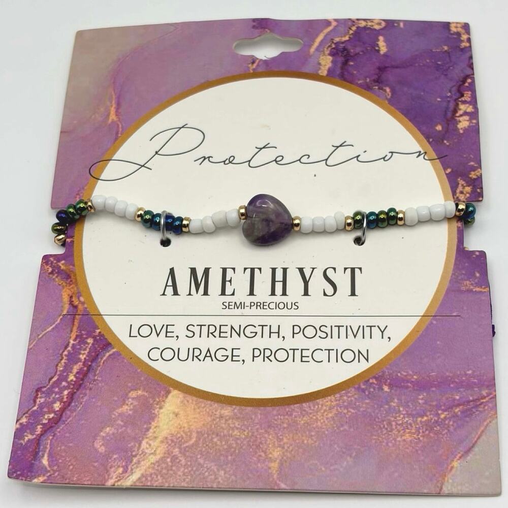Purple Amethyst Heart Bracelet